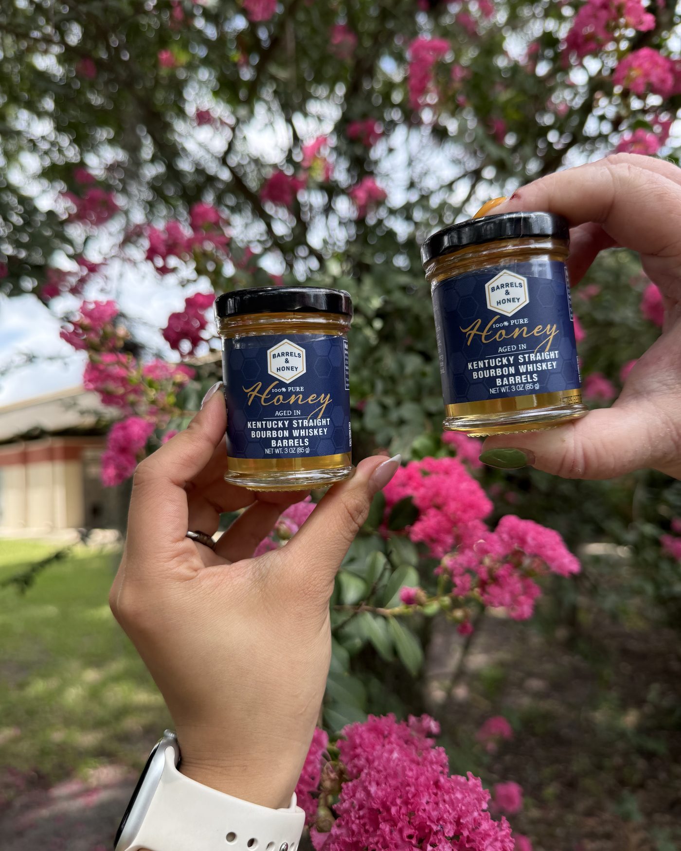 Barrels & Honey bourbon barrel aged honey jars